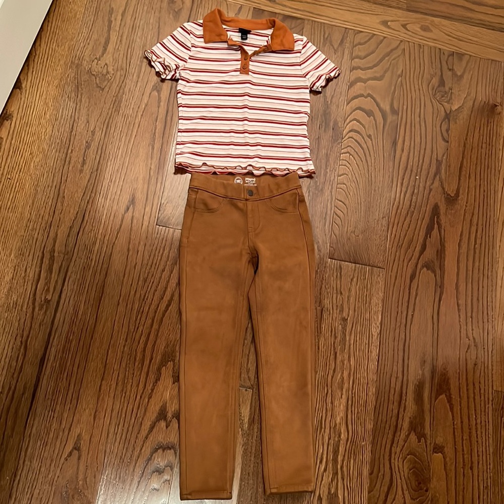 Wonder Nation girls szS 6-6x “suede” Jeggings w/Art Class top